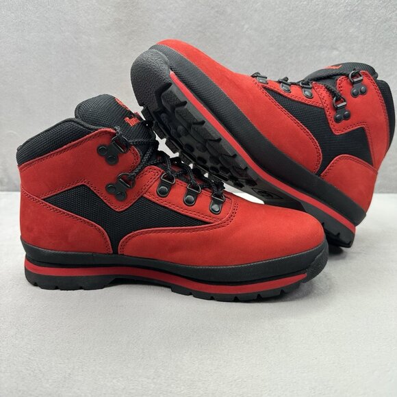 Womens 8 / Boys 6.5 Timberland Euro Hiker Red Nubuck Waterproof Lace-Up Outdoor - Picture 5 of 8